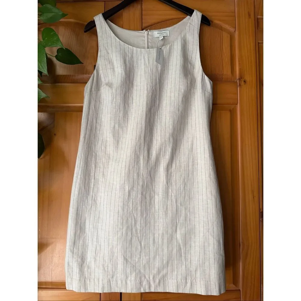 NWT •	Banana Republic Linen Blend Pinstripe Sheath Dress Women’s 16